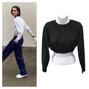 Tna Baxter Cinchable Long Sleeve Crewneck - Black